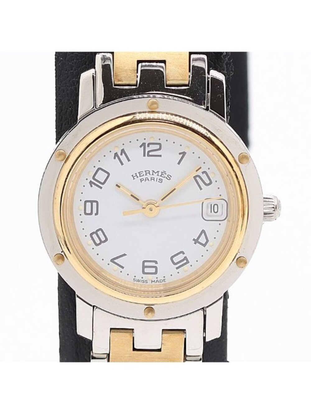 Hermes Clipper White Dial Color Date Watch